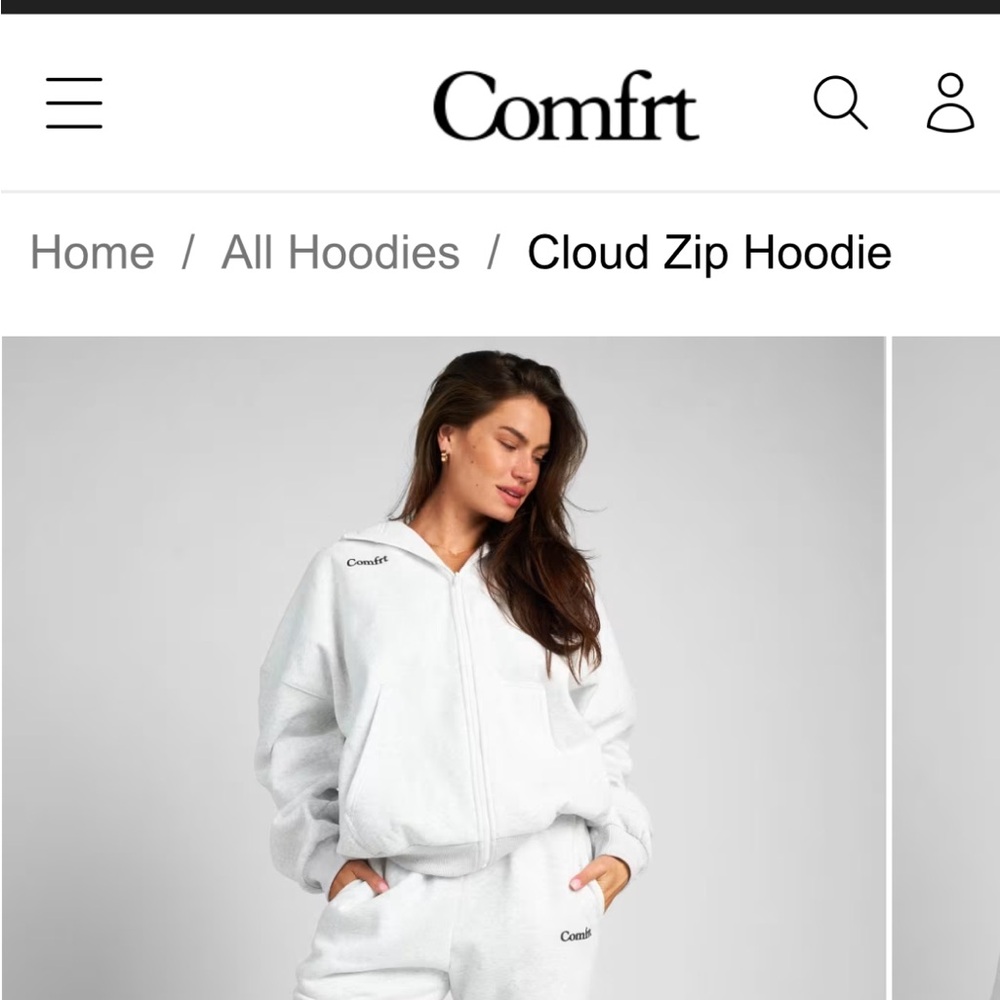 Comfrt Women's Grey/Storm Cloud Zip Hoodie